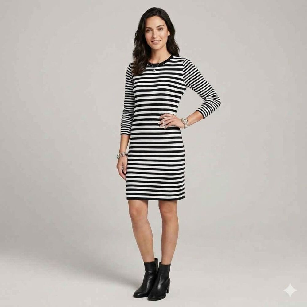 MICHAEL Michael Kors | Striped Knit Long Sleeve Sheath Dress Office Siren S